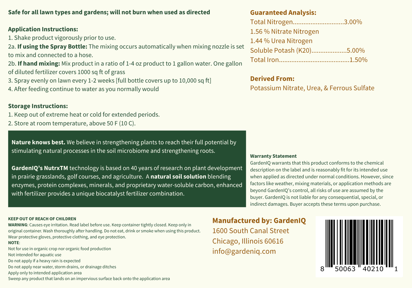 GardenIQ dark venom high iron liquid fertilizer
