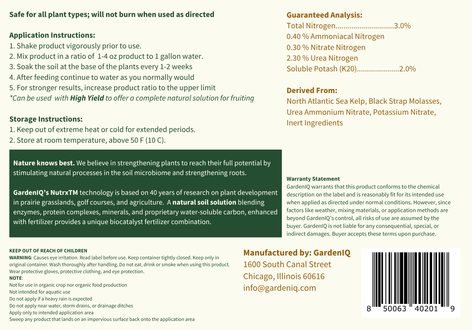 GardenIQ liquid fertilizer kelp and molasses Doonbeg fertilizer