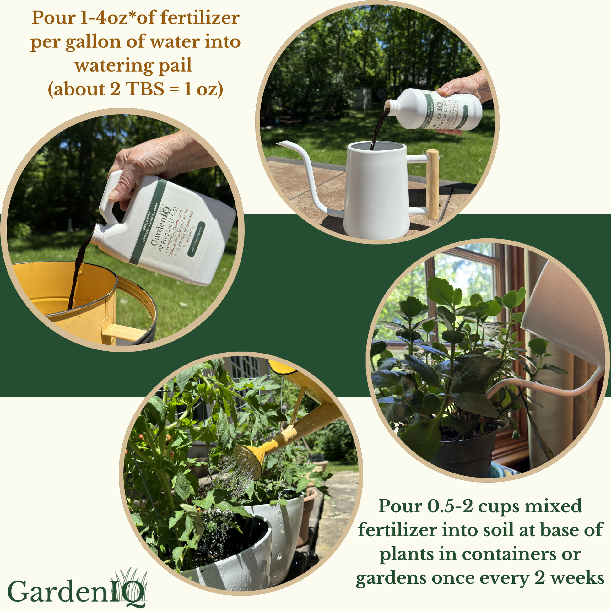 GardenIQ liquid fertilzer hand mix and pour instructions