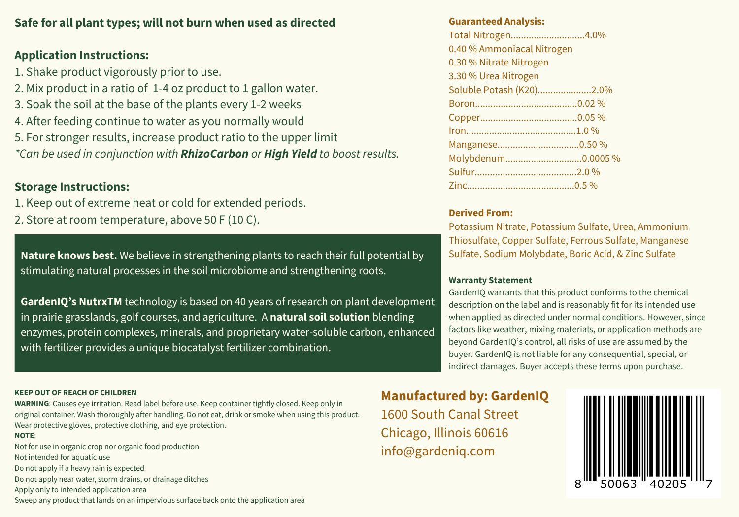GardenIQ micronutrient Octane Boost Fertilzer