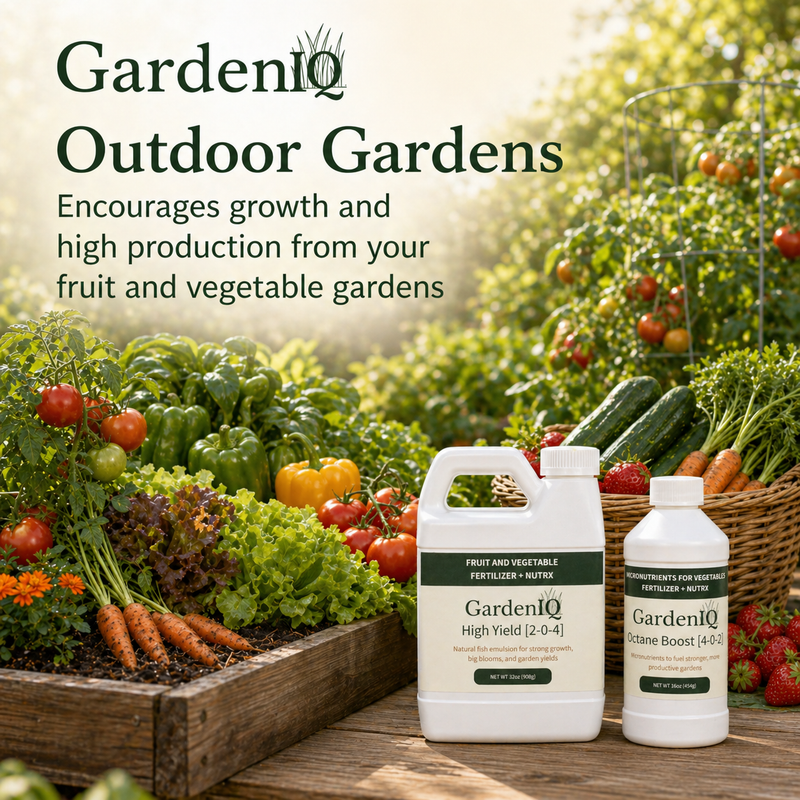 big vegetable garden, link to fertilizers