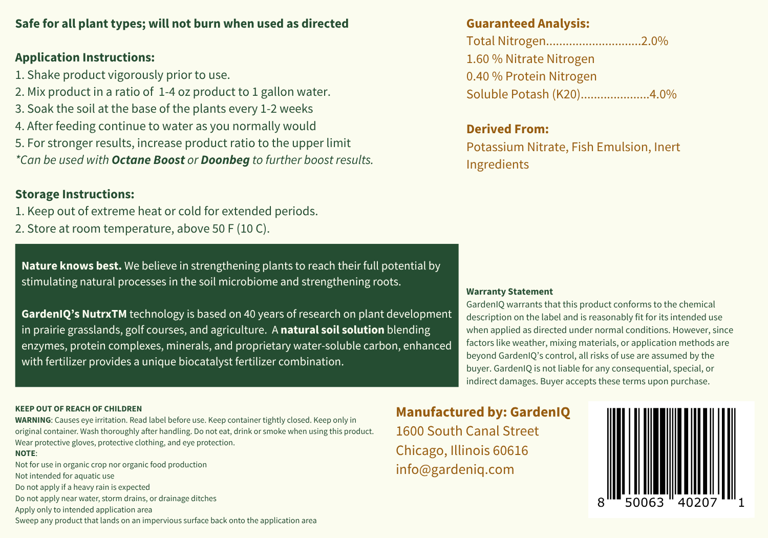 High Yield liquid fertilizer for vegetable gardens
